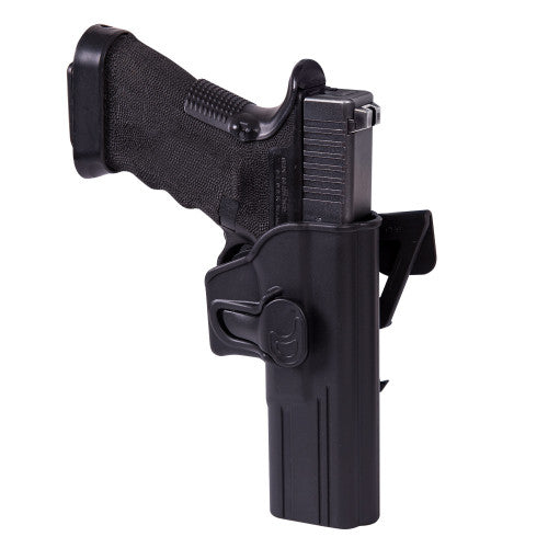 RELEASE BUTTON HOLSTER FOR GLOCK 17 WITH MOLLE ATTACHMENT - MILITARY GRADE POLYMER