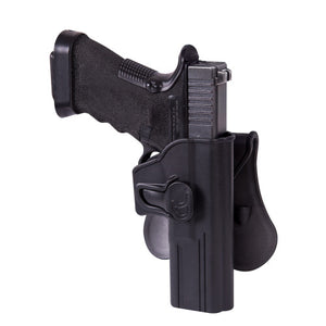 RELEASE BUTTON HOLSTER FOR GLOCK 17 WITH PADDLE - MILITARY GRADE POLYMER